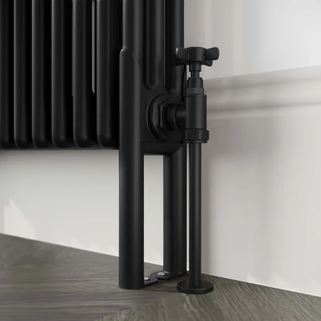 Athens Matt Black Triple Column Horizontal Traditional Radiator 600x1595mm