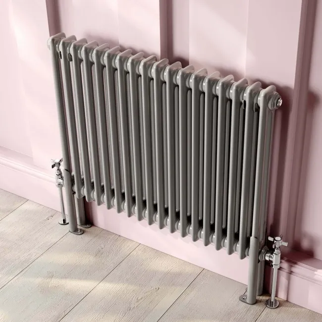Athens Stone Grey Double Column Horizontal Traditional Radiator 600x785mm