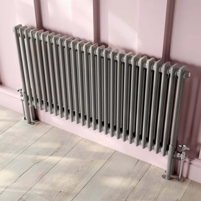 Athens Stone Grey Double Column Horizontal Traditional Radiator 600x1190mm
