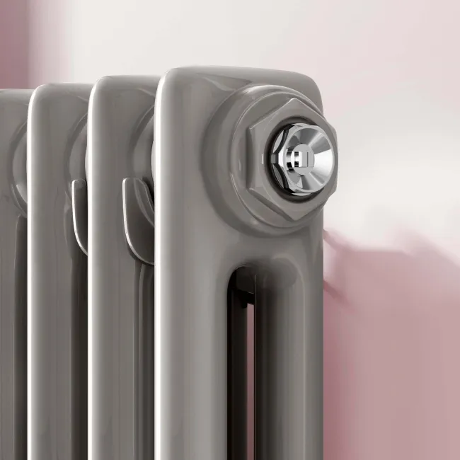Athens Stone Grey Double Column Horizontal Traditional Radiator 600x1190mm