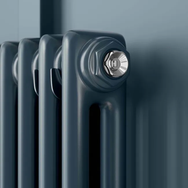 Athens Inky Blue Double Column Horizontal Traditional Radiator 600x1010mm