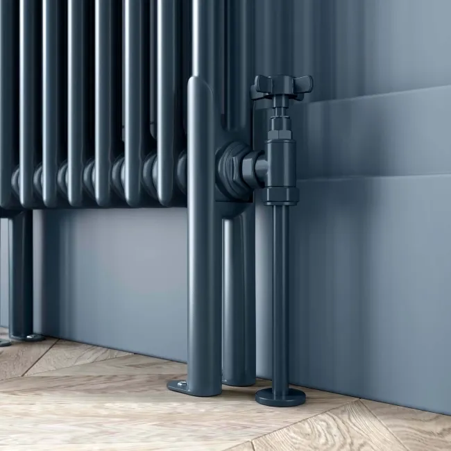 Athens Inky Blue Double Column Horizontal Traditional Radiator 600x1010mm