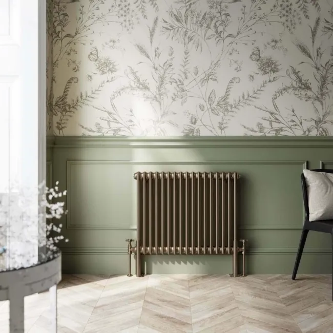 Athens Antique Gold Double Column Horizontal Traditional Radiator 600x785mm