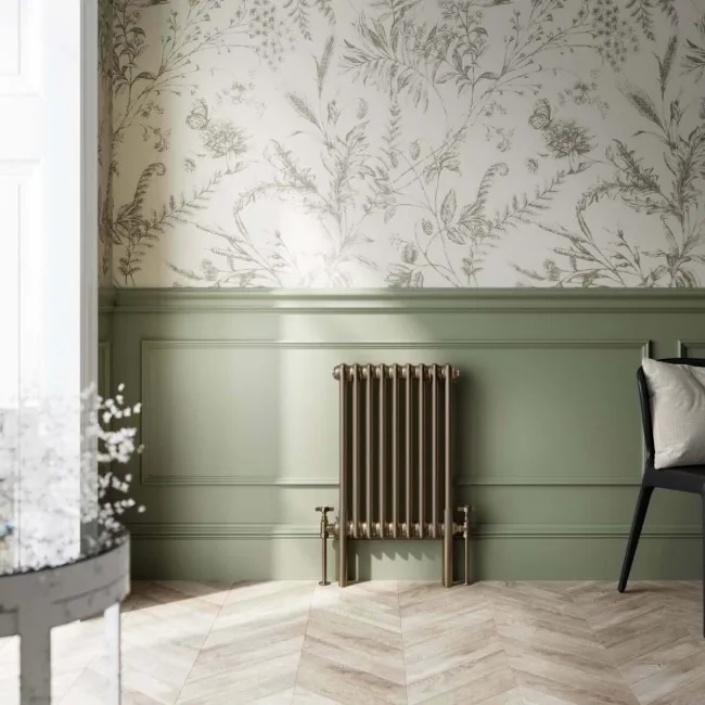 Athens Antique Gold Triple Column Horizontal Traditional Radiator 600x425mm