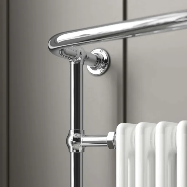Gibraltar Small White Traditional Heated Towel Radiator (With Overhanging Rail) 
