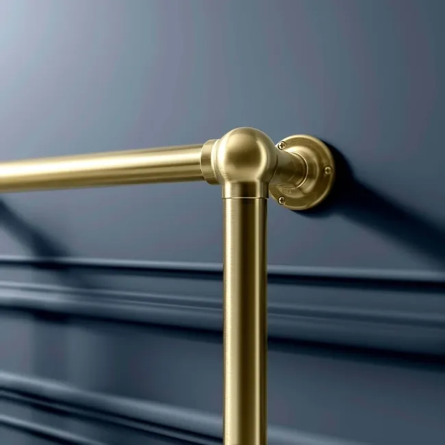 Gibraltar Floor Standing Traditional Brushed Brass Heated Towel Rail 915x535mm