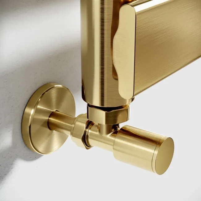 Santorini Brushed Brass Flat Panel Heated Towel Rail 800x600mm