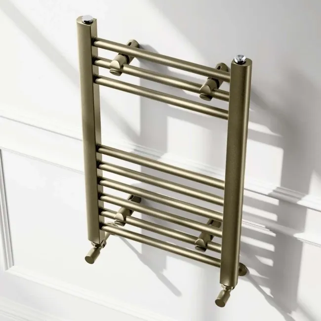 Barcelona Antique Gold Straight Heated Towel Rail 650x400mm