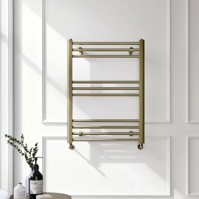Barcelona Antique Gold Straight Heated Towel Rail 800x600mm