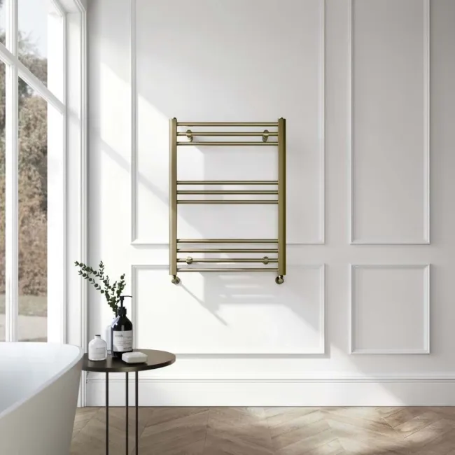 Barcelona Antique Gold Straight Heated Towel Rail 800x600mm