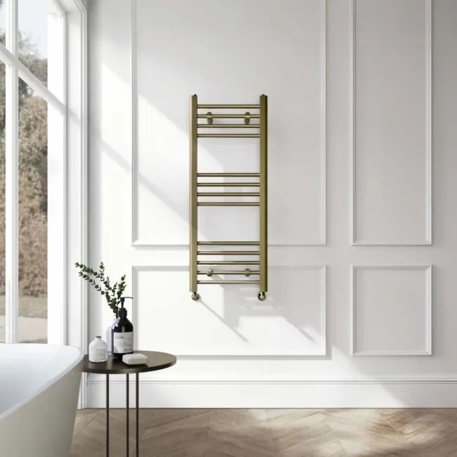 Barcelona Antique Gold Straight Heated Towel Rail 1000x400mm