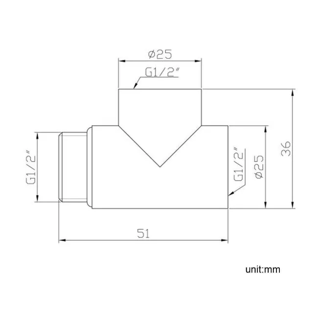Dual Fuel Chrome T Piece Connector For Towel Rails & Radiators