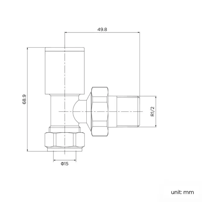 Stone Grey Angled Manual Radiator Valves (Pair) Standard 15mm