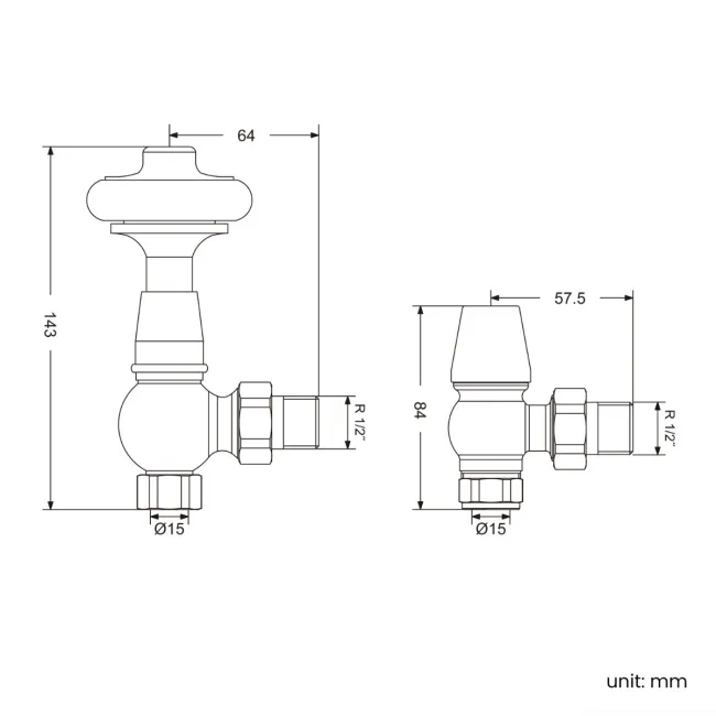 Brushed Nickel Angled Tradiational Valves