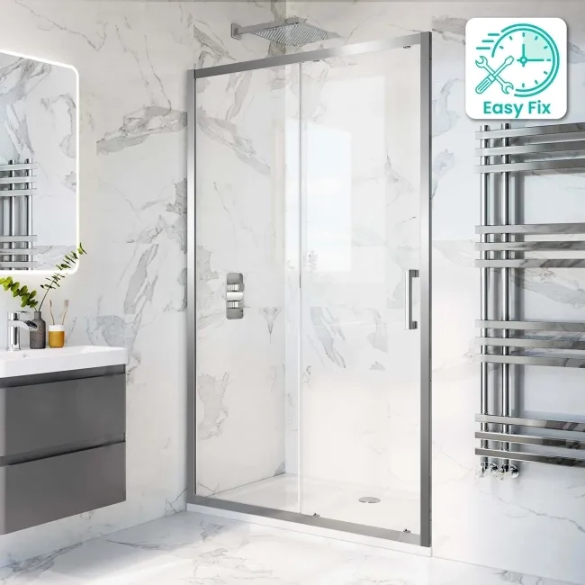 Hamburg Easy Clean 8mm Sliding Shower Door 1000mm - Easy Fix Feature