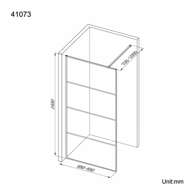 Munich Matt Black Grid Easy Clean 8mm Wet Room Shower Glass Panel 900mm