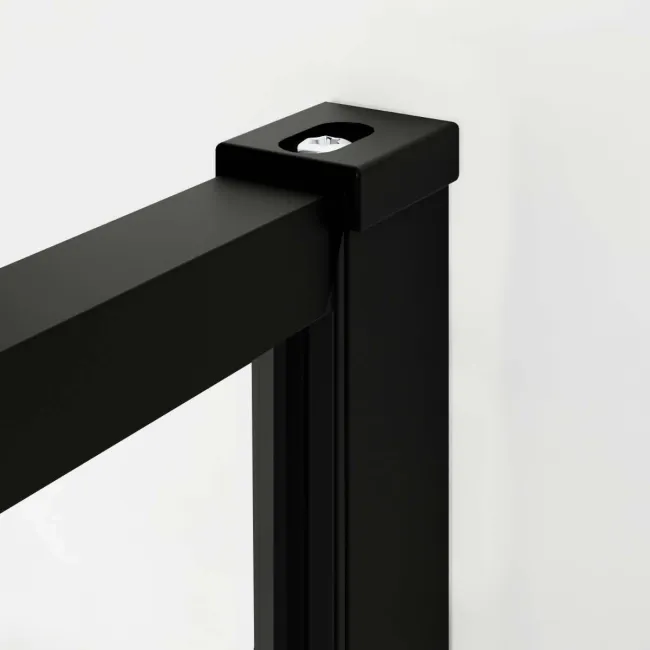 Munich Matt Black Grid Easy Clean 8mm Wet Room Shower Glass Panel 800mm