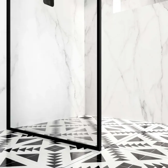 Munich Matt Black Framed Easy Clean 8mm Wet Room Shower Glass Panel 800mm