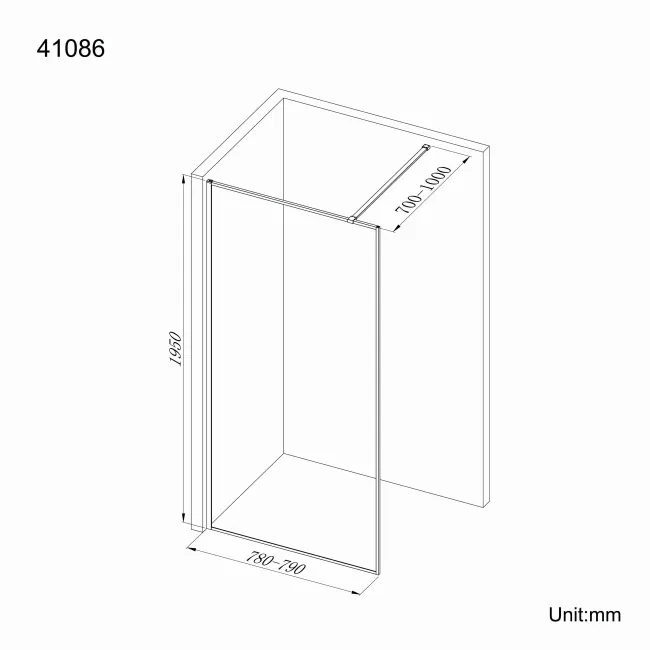 Munich Matt Black Framed Easy Clean 8mm Wet Room Shower Glass Panel 800mm