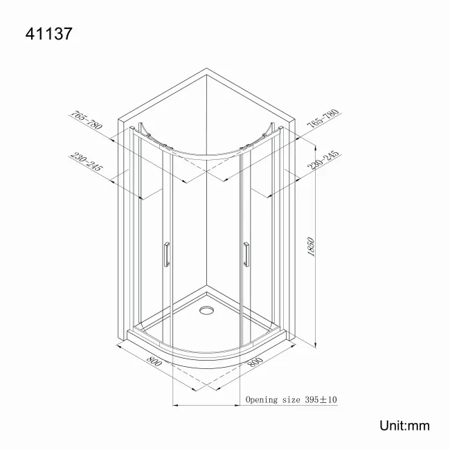 London Matt Black 6mm Quadrant Shower Enclosure 800x800mm