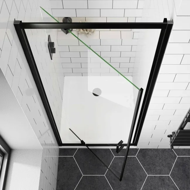 London Matt Black 6mm Pivot Shower Door 800mm