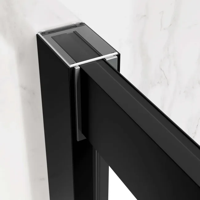 Hamburg Matt Black Easy Clean 8mm Sliding Shower Door 1000mm - Easy Fix Feature