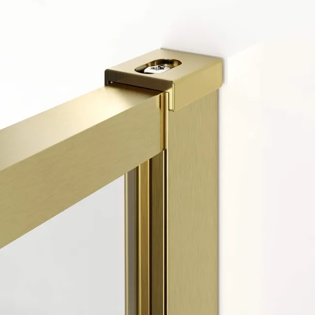Munich Brushed Brass Framed Easy Clean 8mm Wet Room Shower Glass Panel 1000mm