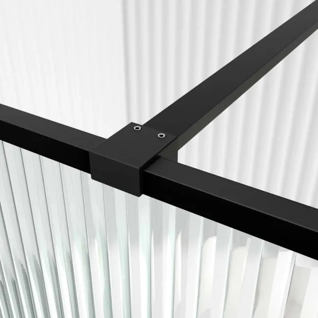 Munich Fluted Effect Matt Black Framed Easy Clean 8mm Wet Room Shower Glass Panel 1200mm