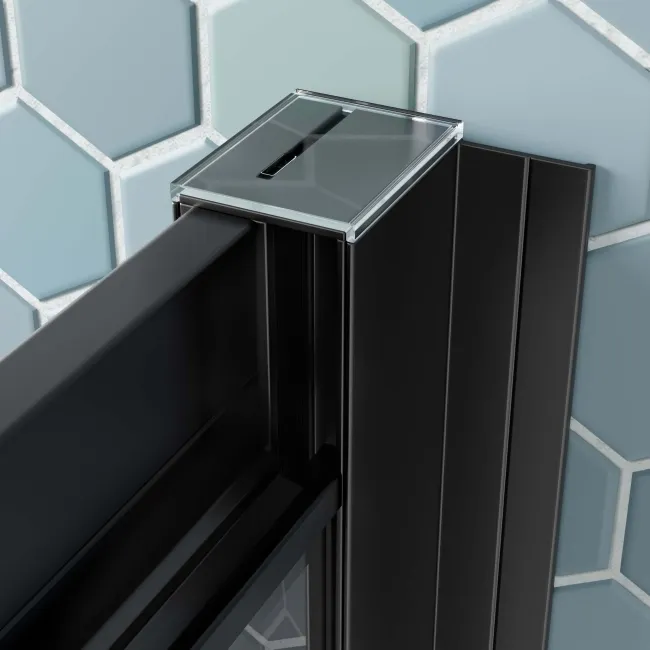 London Matt Black Grid 6mm Sliding Shower Door 1000mm