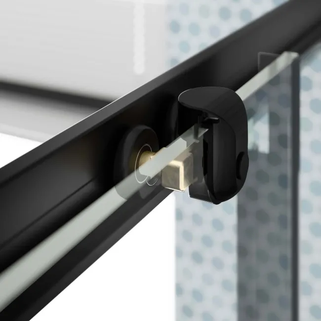 London Matt Black Grid 6mm Sliding Shower Door 1100mm