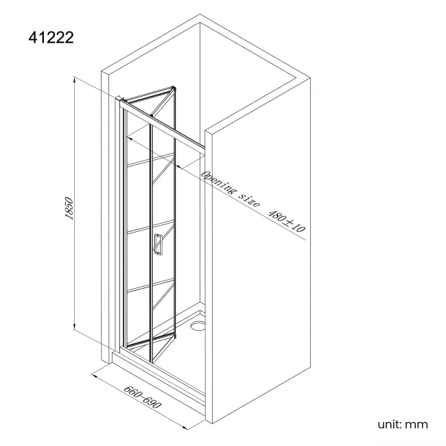 London Matt Black Grid 6mm Bifold Shower Door 700mm