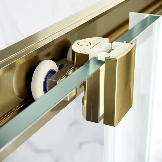 Hamburg Brushed Brass Easy Clean 8mm Sliding Shower Door 1400mm - Easy Fix Feature