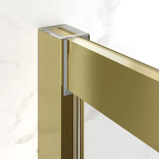 Hamburg Brushed Brass Easy Clean 8mm Sliding Shower Door 1400mm - Easy Fix Feature