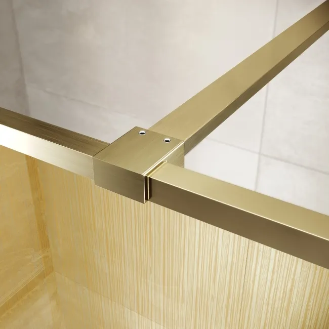 Munich Brushed Brass with Mesh Effect 8mm Wet Room Shower Glass Panel 900mm
