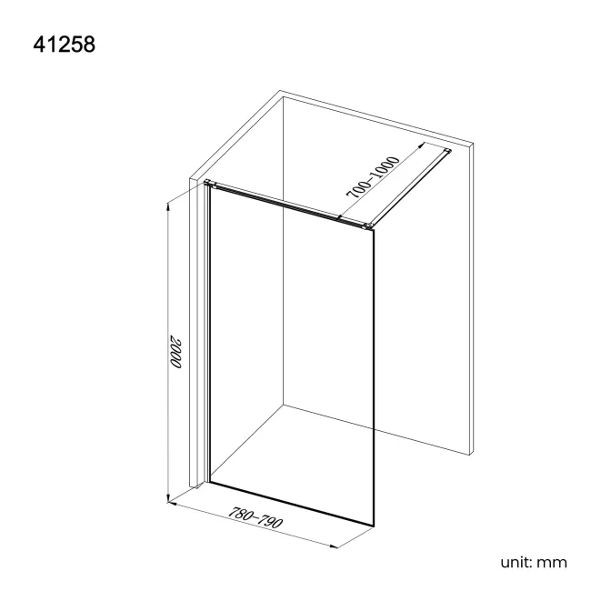 Lyon Gunmetal 8mm Laminated Wet Room Shower Glass Panel with Grey Frost Pattern 800mm