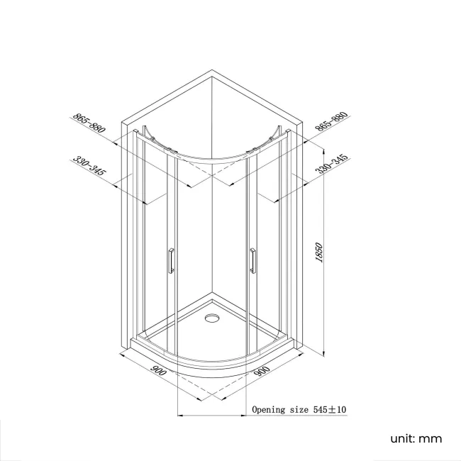 London Brushed Brass 6mm Quadrant Shower Enclosure 900x900mm