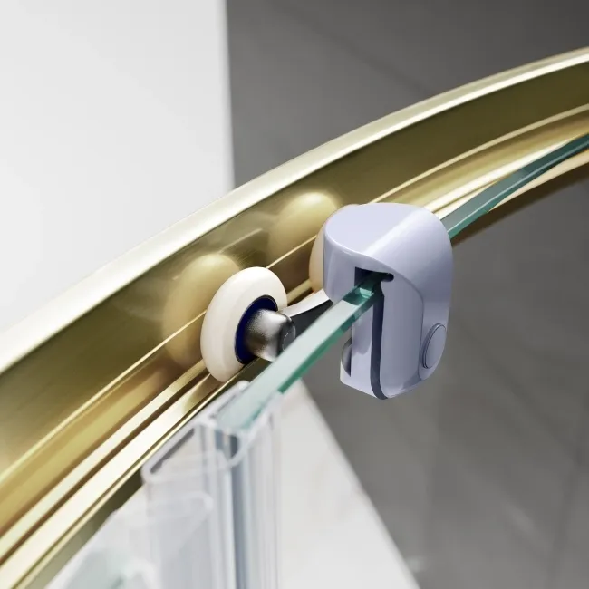 London Brushed Brass 6mm Offset Quadrant Shower Enclosure 1200x800mm