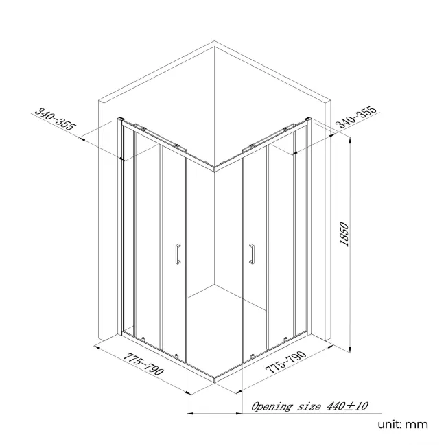 London Brushed Brass 6mm Corner Entry Shower Enclosure 800x800mm