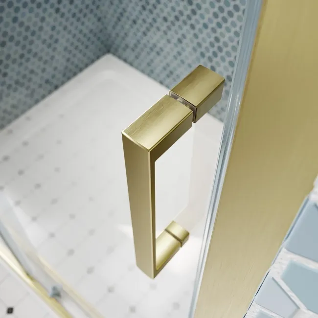 London Brushed Brass 6mm Sliding Shower Door 1000mm