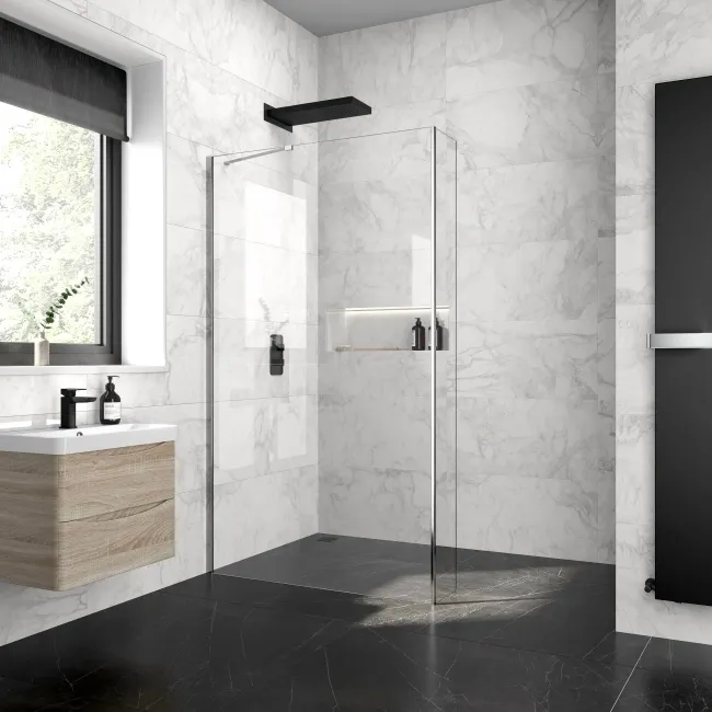 Copenhagen Easy Clean 8mm Wet Room Shower Glass Return Panel 250mm