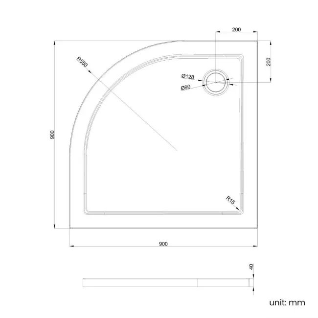 Cairo Quadrant SMC Composite Shower Tray 900x900mm
