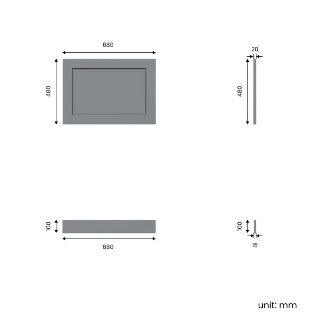Monaco Dove Grey Wooden Bath End Panel 680mm