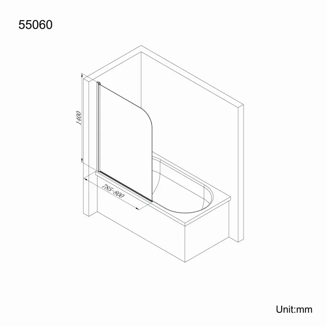 Geneva Easy Clean 6mm Bath Screen - 800mm