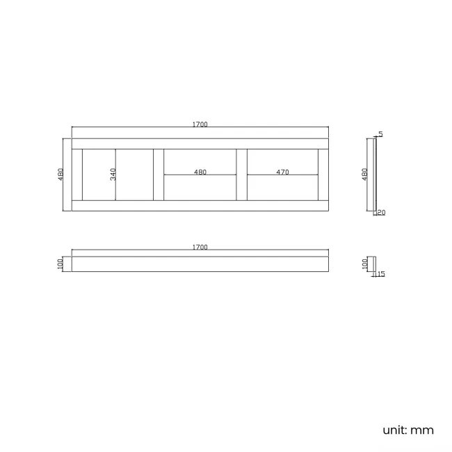 Traditional Fog Grey Wooden Bath Front Panel 1700mm