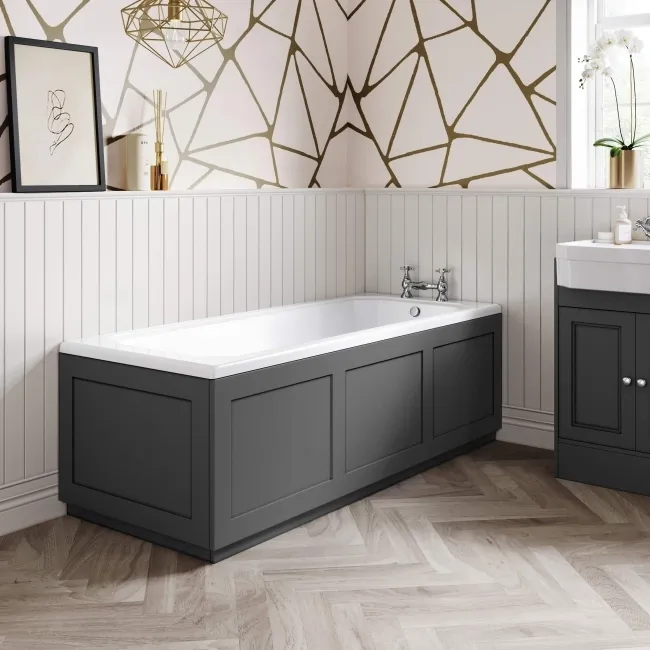 Traditional Slate Grey Wooden Bath Front Panel 1700mm