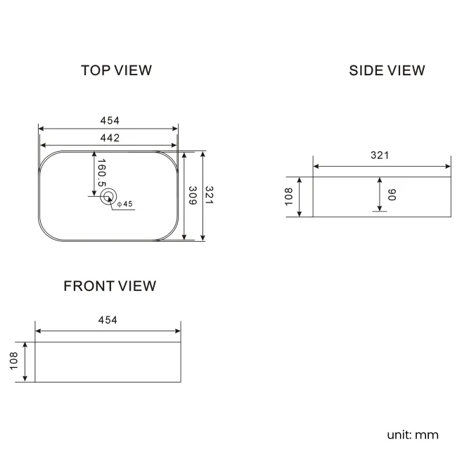 Marin Counter Top Basin 454mm