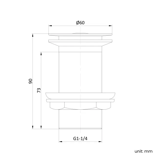 Chrome Pop Up Basin Waste - Unslotted