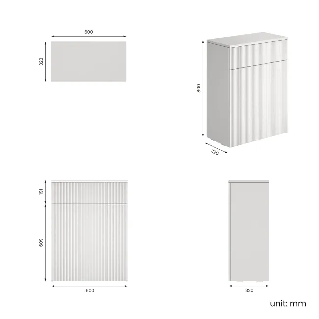 Sicily Fluted Coastal White 600 Toilet Unit