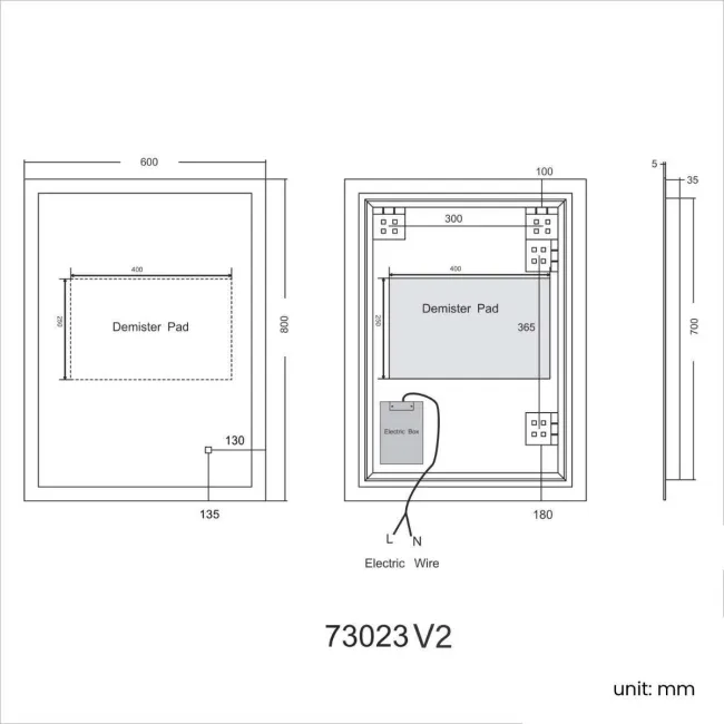 Ellie Illuminated LED Mirror 800x600mm
