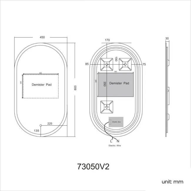 Emilee Oval Illuminated LED Mirror 800x450mm